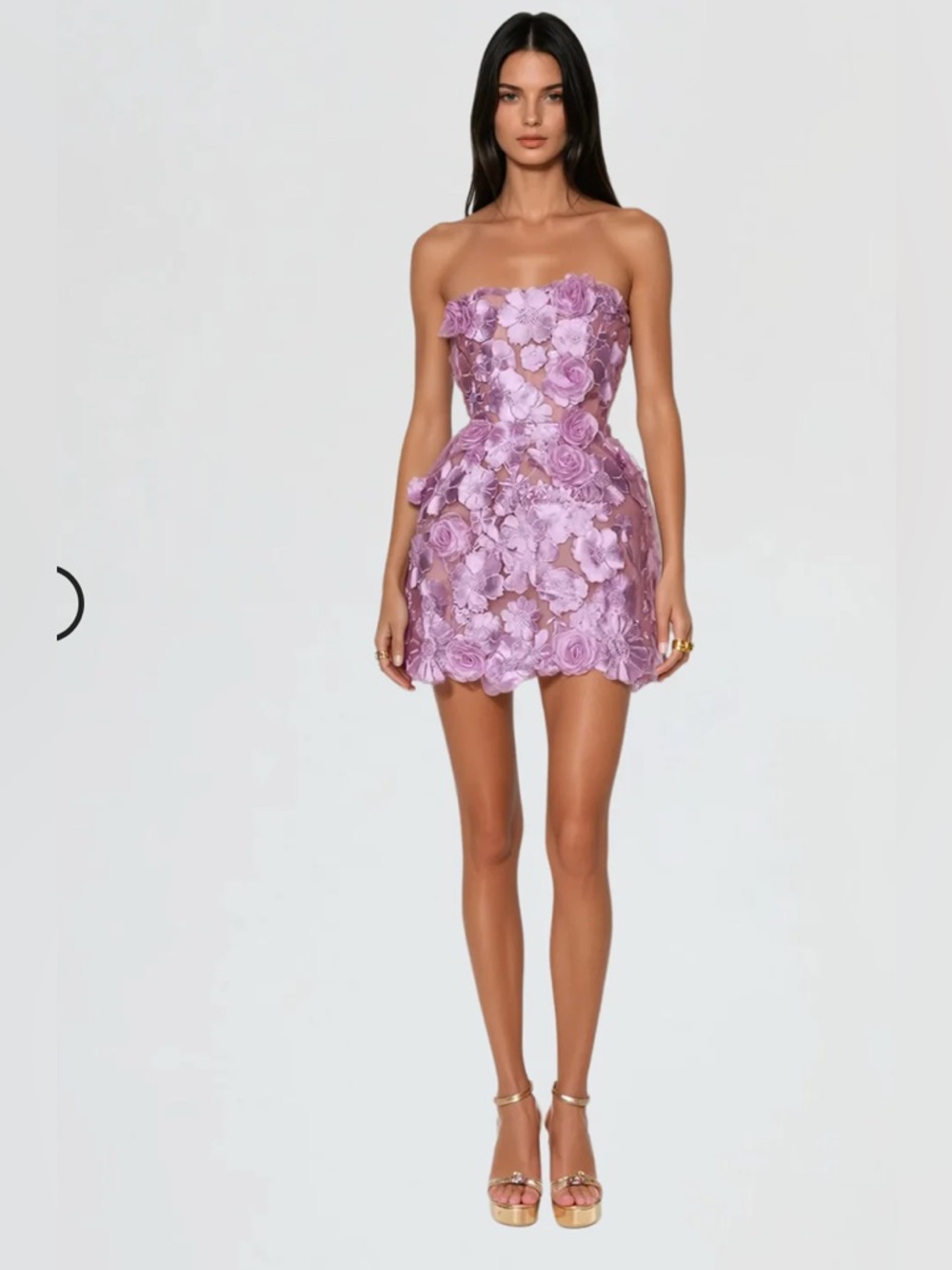 Strapless Lavender Floral Appliqué Mini Dress NWT - Picture 1 of 8